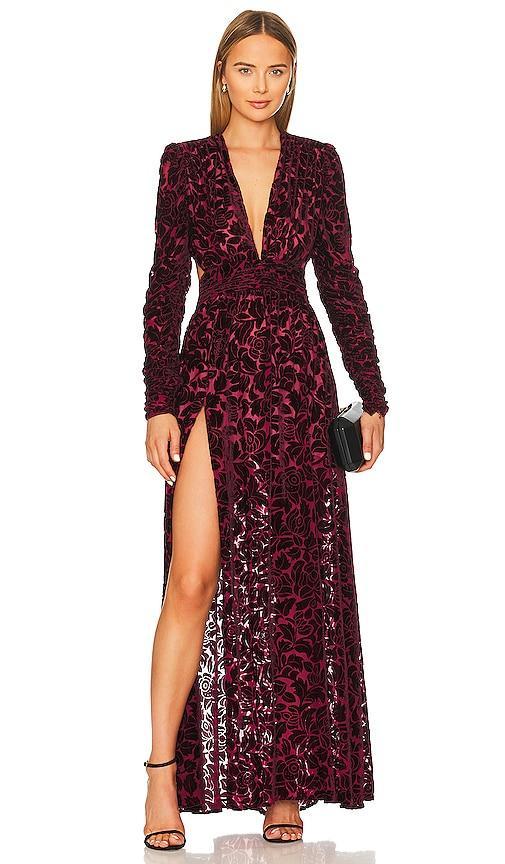 Velvet V-Neck Maxi Dress Product Image