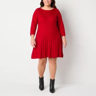 Jessica Howard Womens 3/4 Sleeve Sweater Dress Plus Product Image