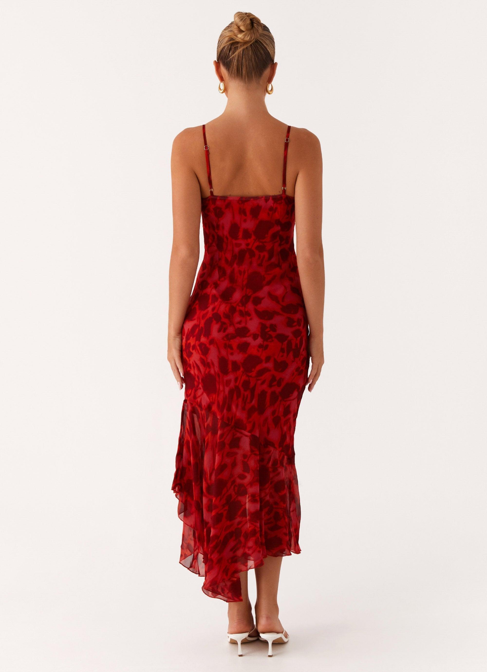 Sally Midi Dress - Deep Red Floral Product Image