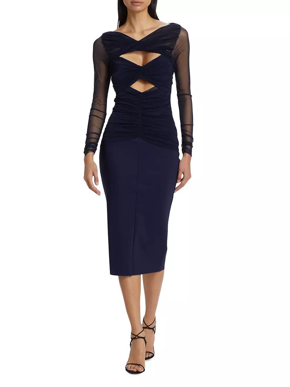 Leitha Mesh Cut-Out Midi-Dress Product Image