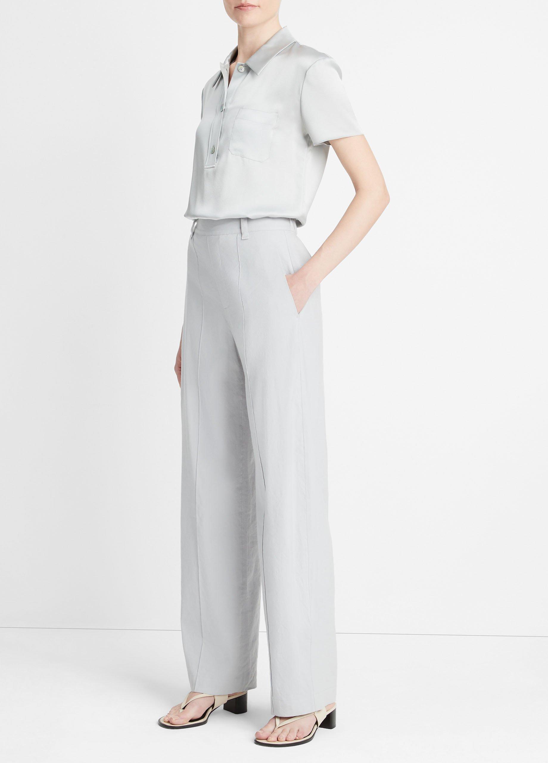 Linen-Blend High-Waist Pull-On Pant Product Image