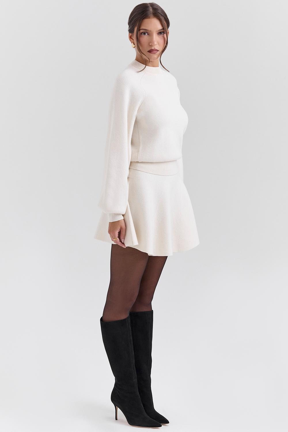 Rosina Cream Wool Cashmere Flounce Mini Skirt Product Image