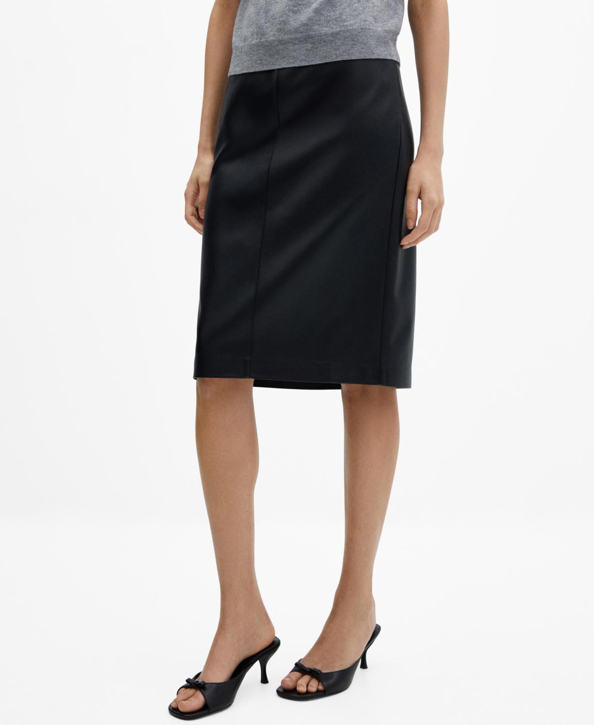 MANGO - Faux-leather pencil skirt blackWomen Product Image