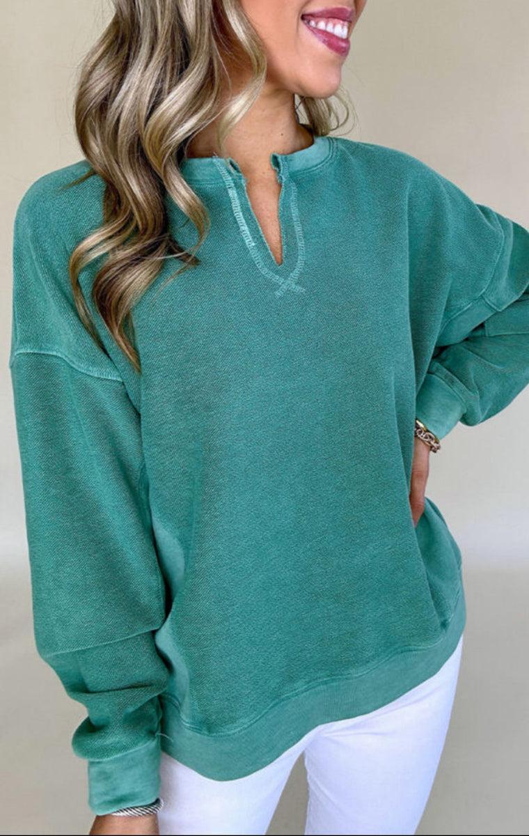 V Neck Sweatshirt- Green product image