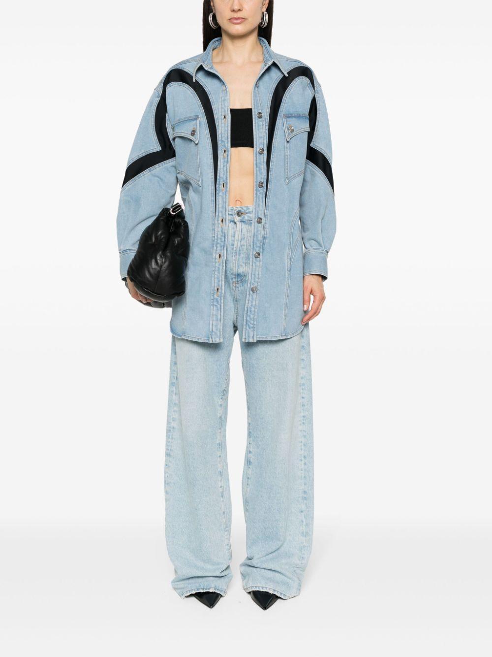 MUGLER Panelled Denim Jacket In Blue Product Image