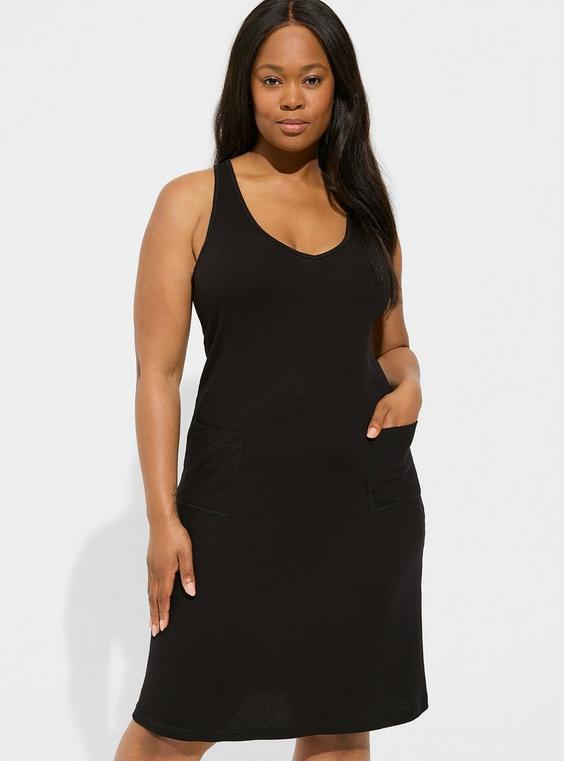 Rib V-Neck Pocket Midi Lounge Gown Product Image