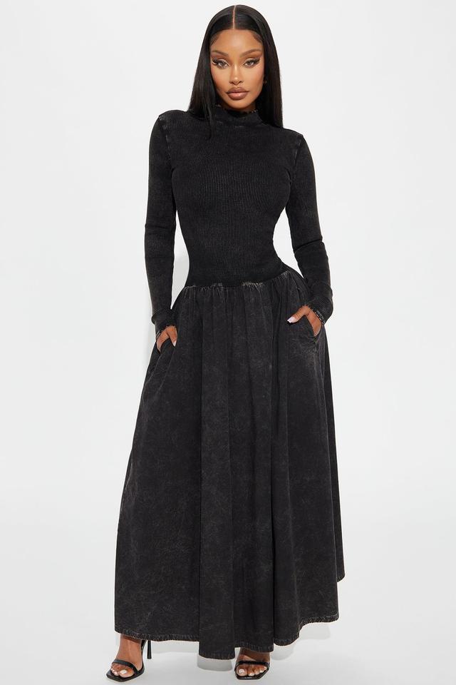 Jackie Washed A Line Maxi Dress - Black Product Image