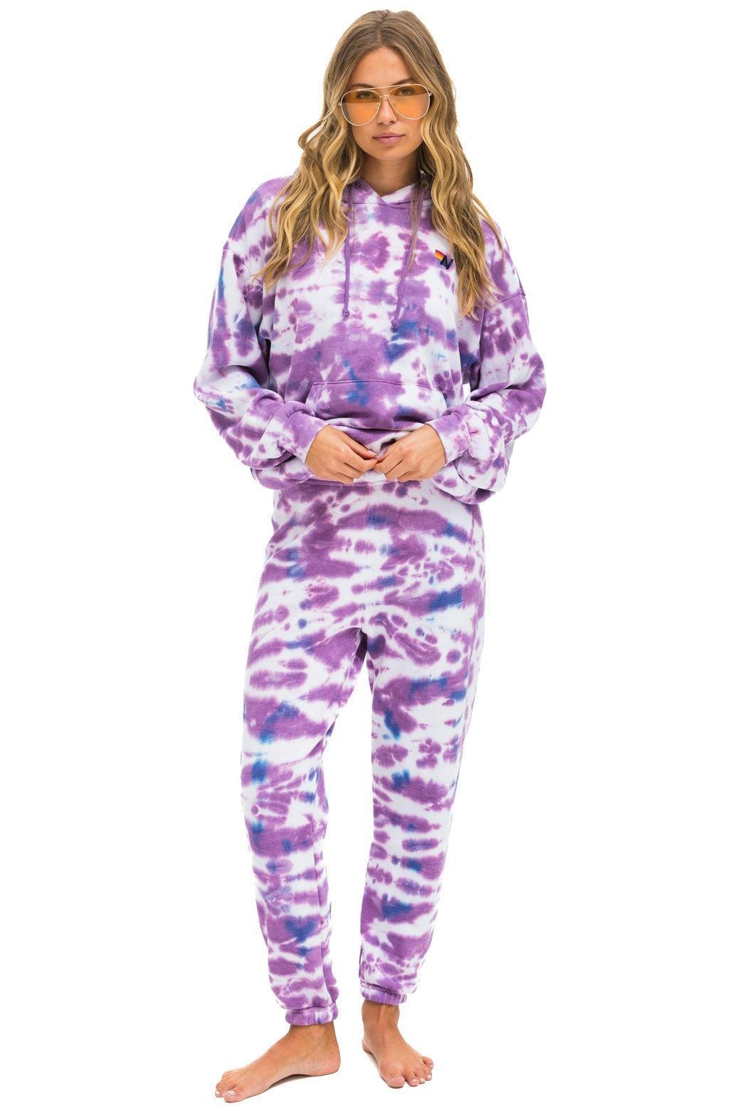 HAND DYED SWEATPANTS - TIE DYE MAGENTA Female Product Image