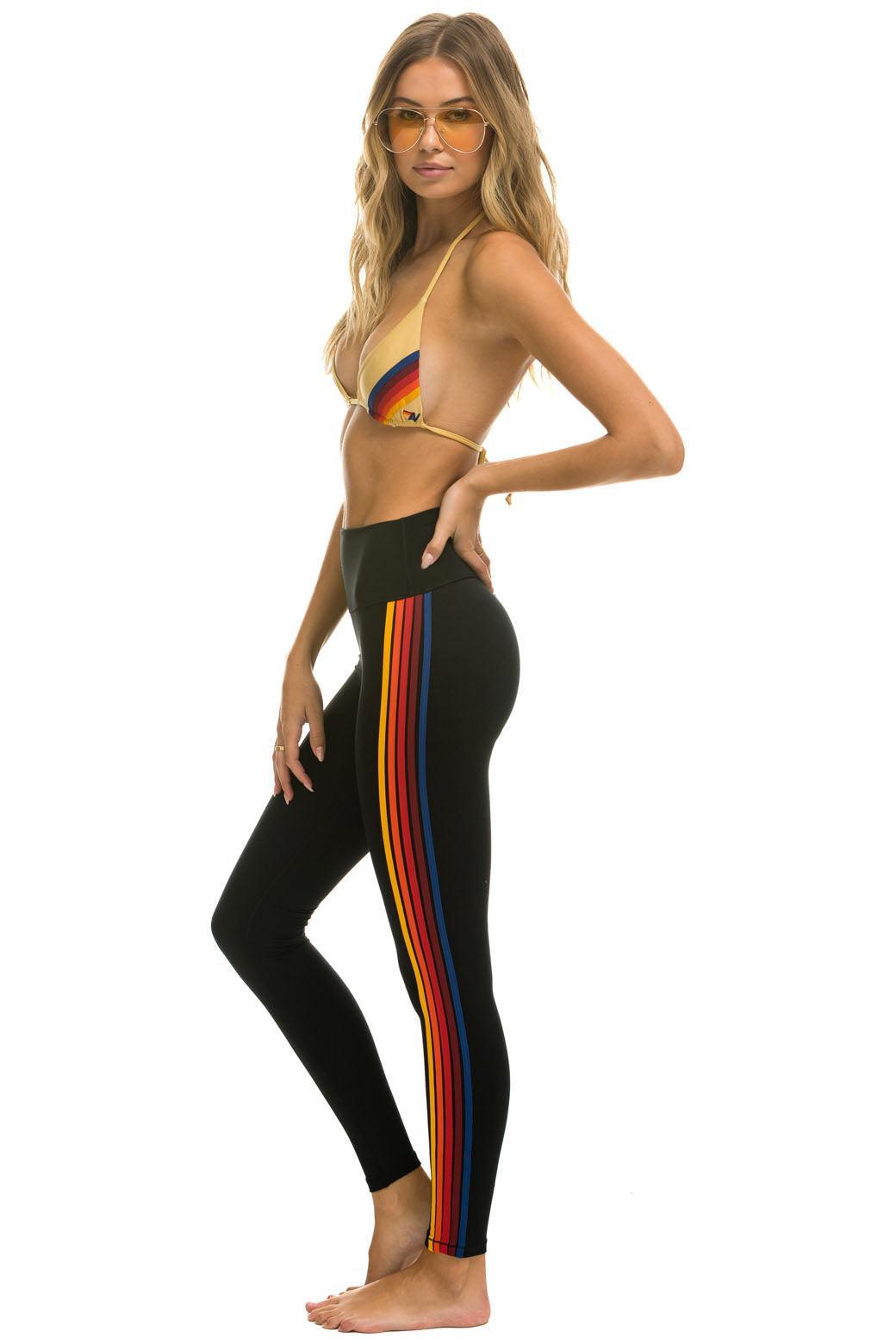 FULL LENGTH HI-RISE 5 STRIPE LEGGINGS - BLACK Female Product Image