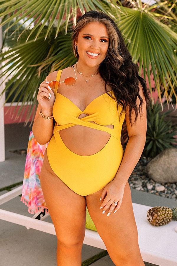 Coastal Cove One Piece Swimsuit in Yellow Curves Product Image