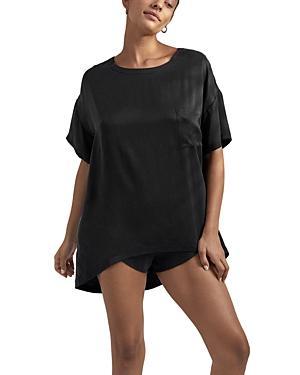 Womens Washable Silk Tee 2-Piece Pajama Set Product Image