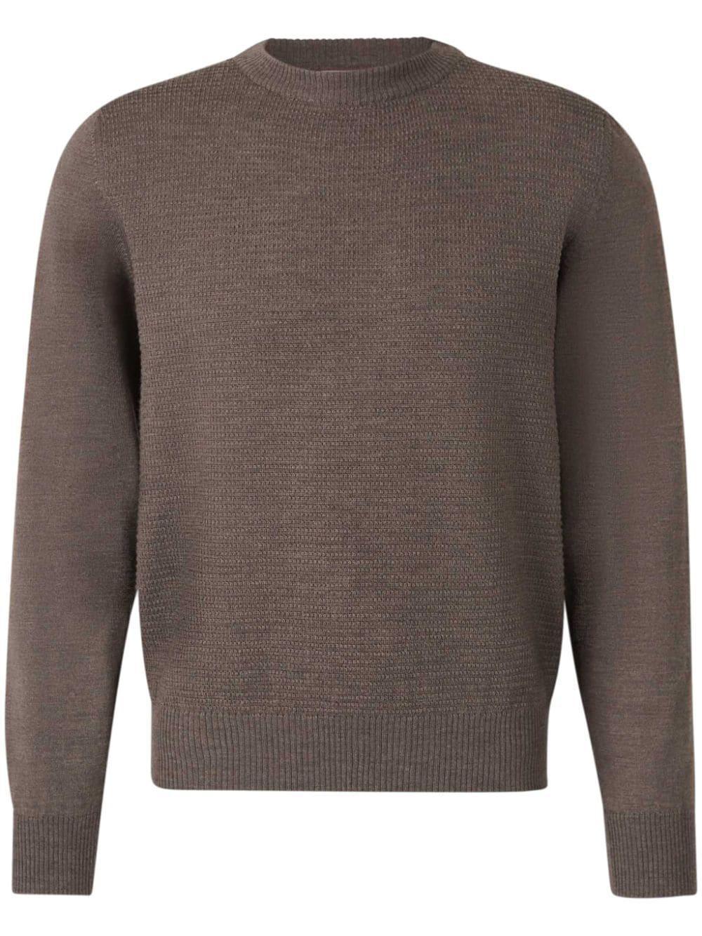 CANALI Textured Wool Sweater In Brown Product Image