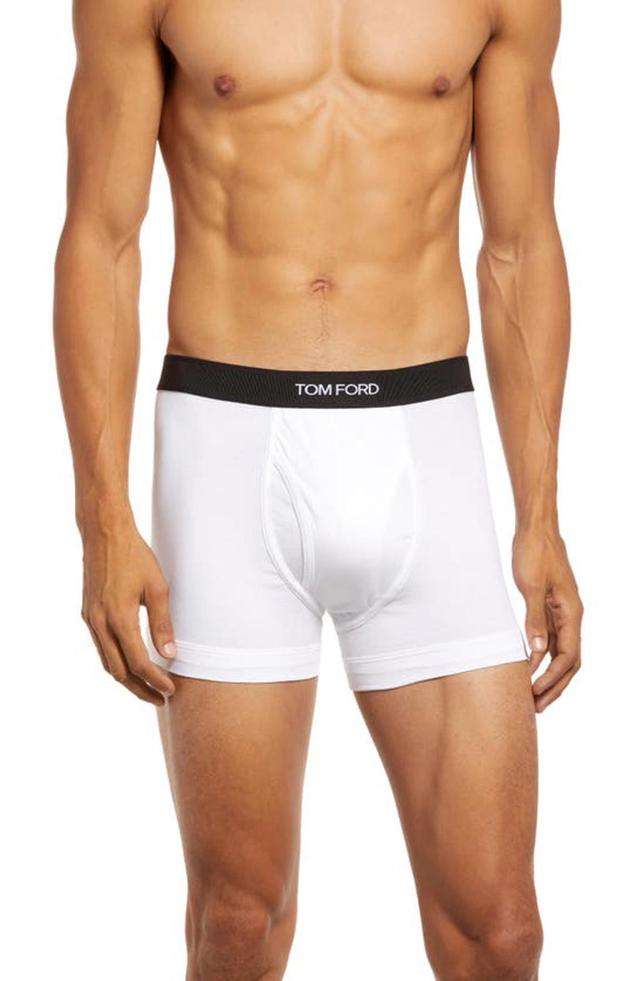 Logo Waistband Stretch-cotton Boxer Shorts In White Product Image