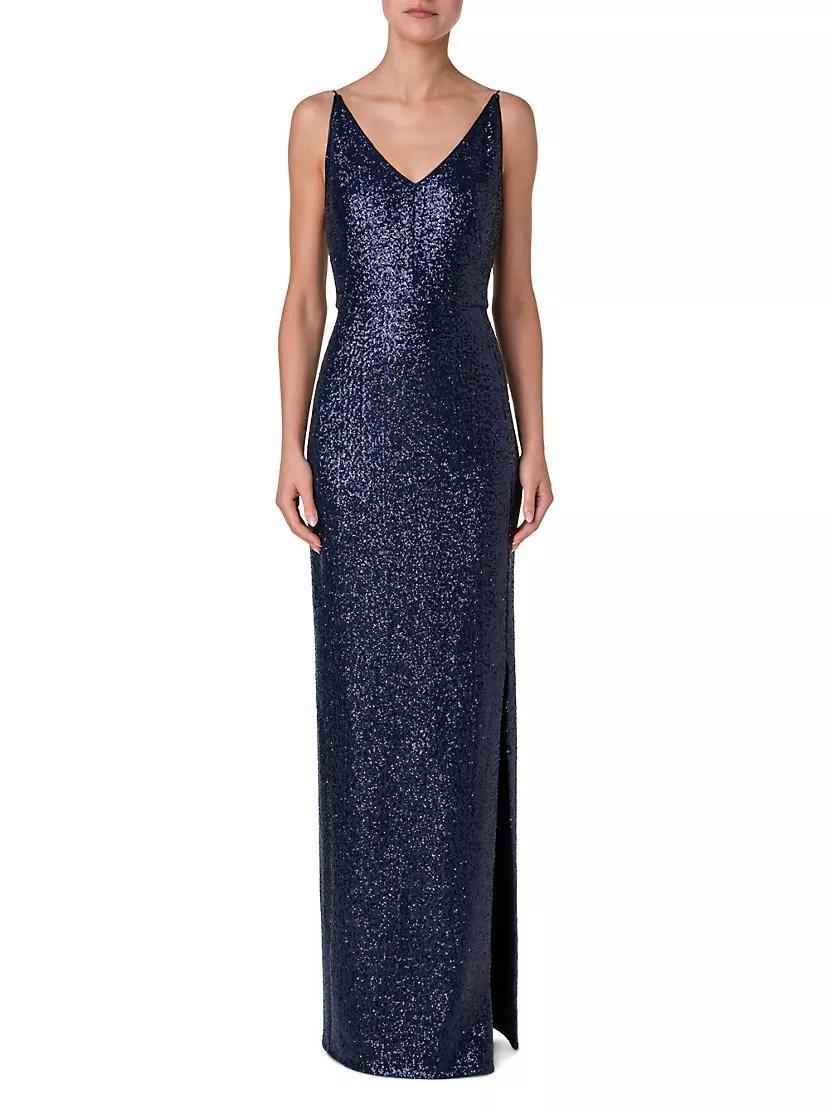 Sequinned V-Neck Gown Product Image