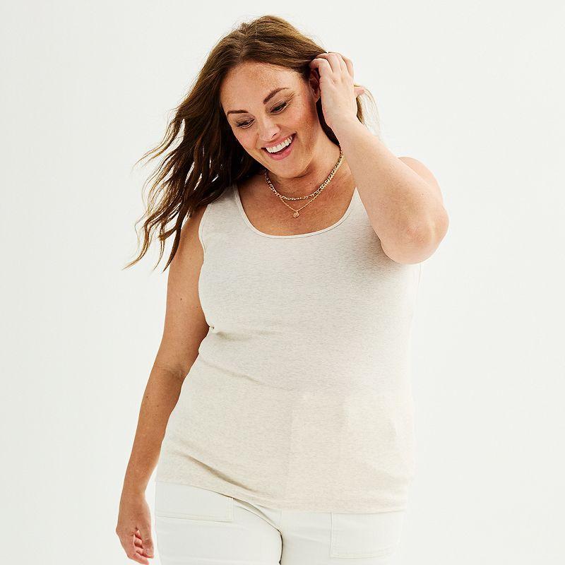 Plus Size Sonoma Goods For Life Everyday Layering Tank, Womens Medium Gray Grey Product Image