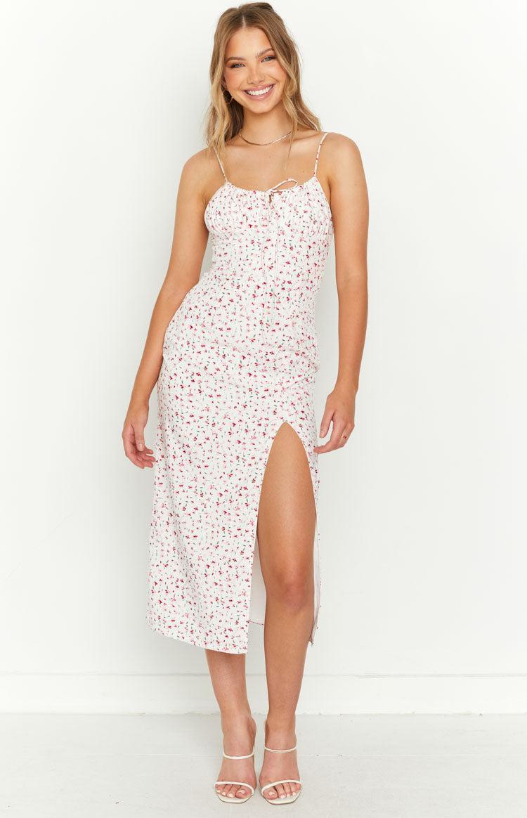 Paloma White Floral Midi Dress Product Image