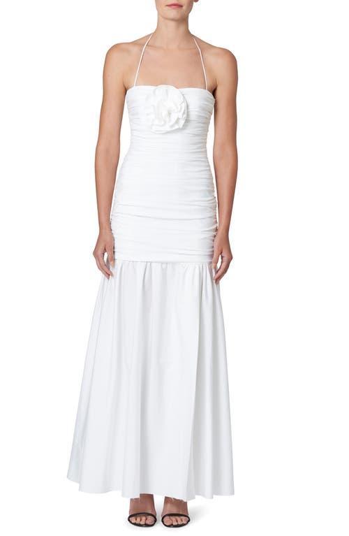 Carolina Herrera - Ruched Cotton-Blend Halter Maxi Dress - WhiteModa Operandi Product Image