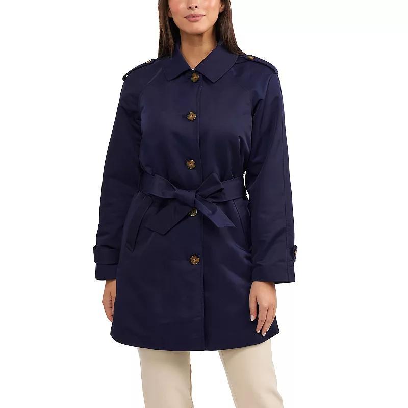 Womens Ellen Tracy Classic Trench Coat Blue Product Image