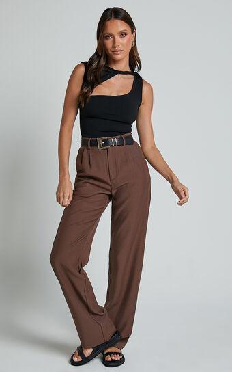 Lorcan Pants - High Waisted Tailored Pants in Chocolate product image