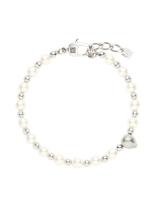 Mens G Stud Bracelet in Metal with Pearls Product Image