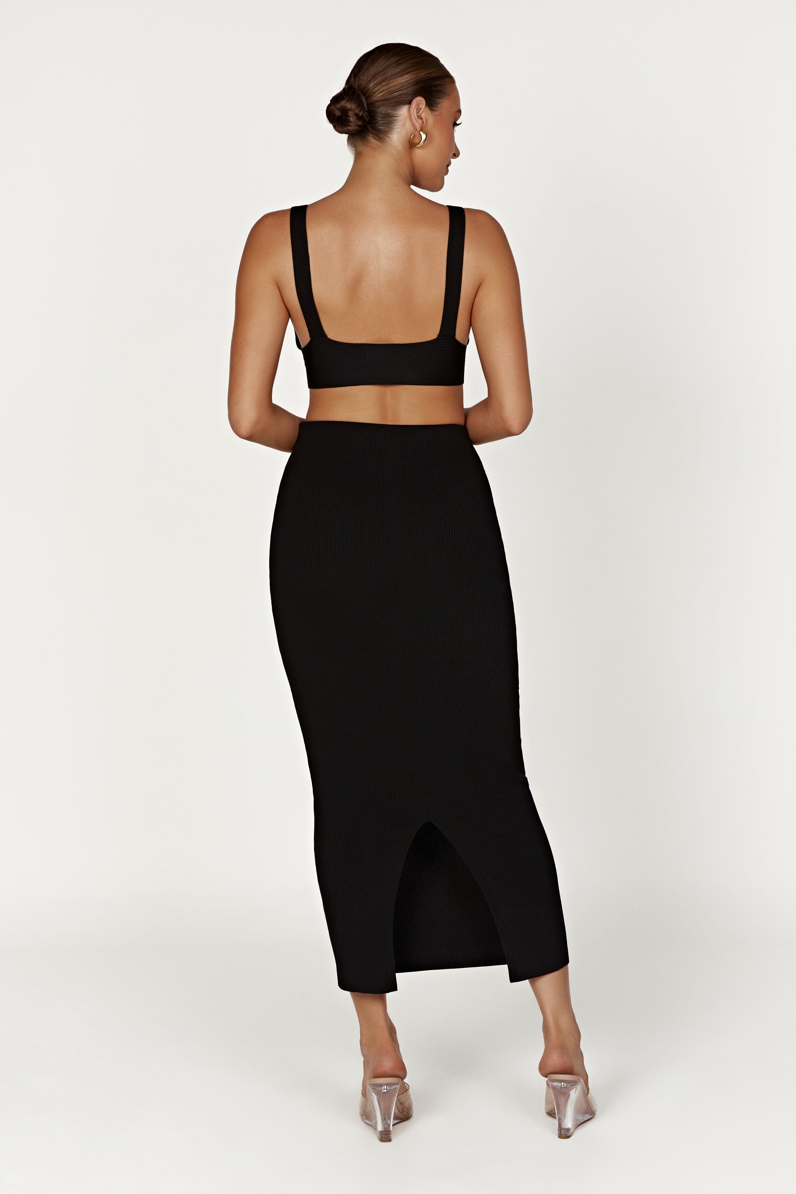 Kaesha Twist Front Knit Top - Black Product Image