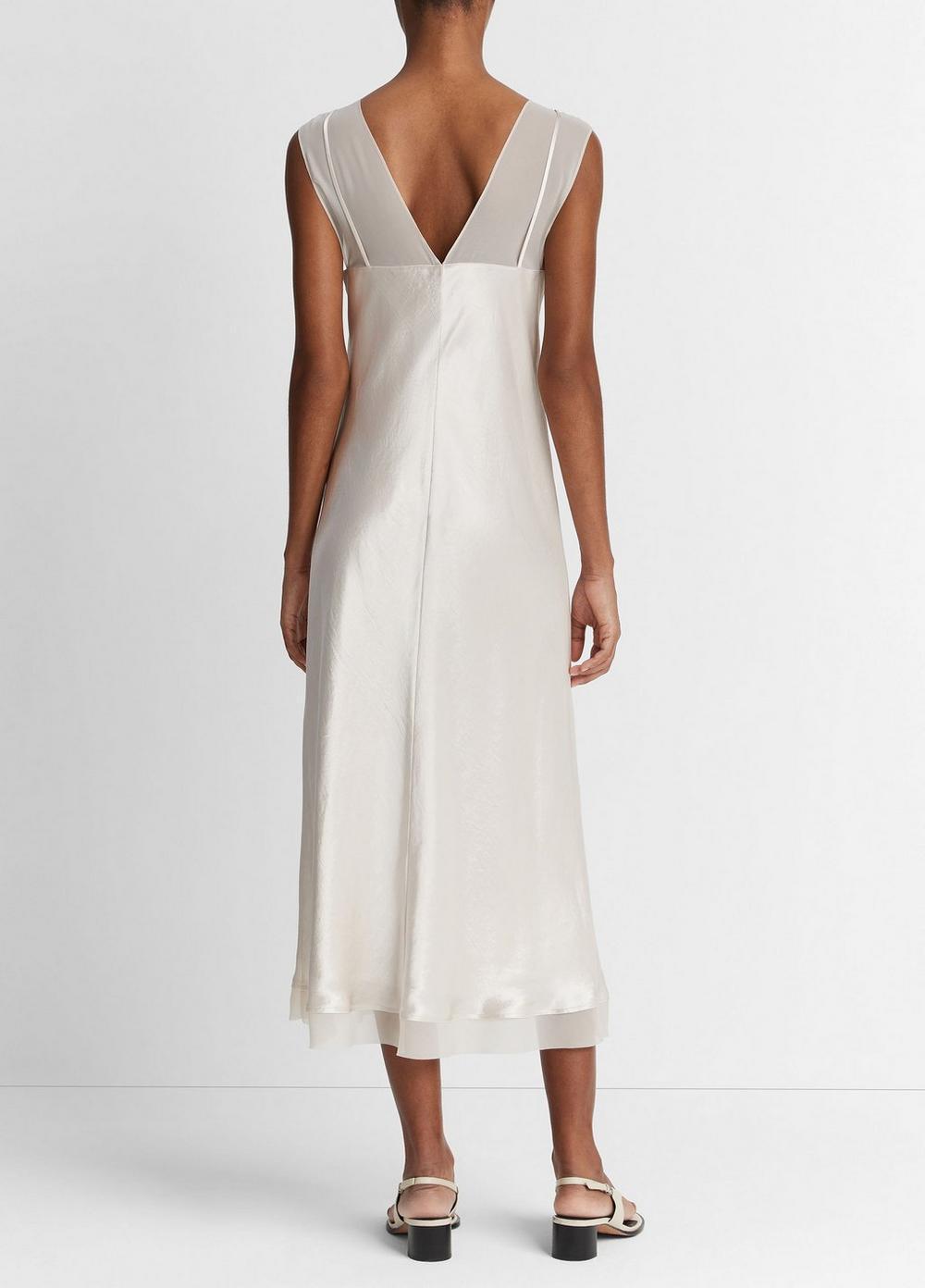 Chiffon-Layered Satin Slip Dress Product Image