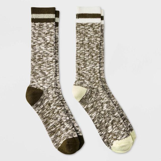 Mens Striped Cozy Cabin Socks 2pk - Goodfellow & Co - Olive/Sage Product Image