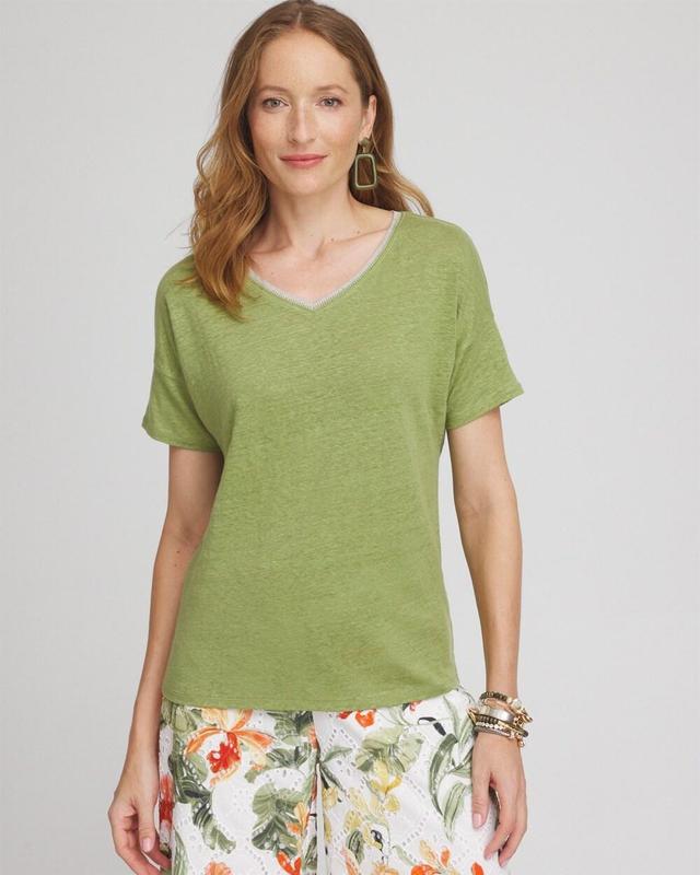 Women's Linen Sweater Trim Tee Product Image