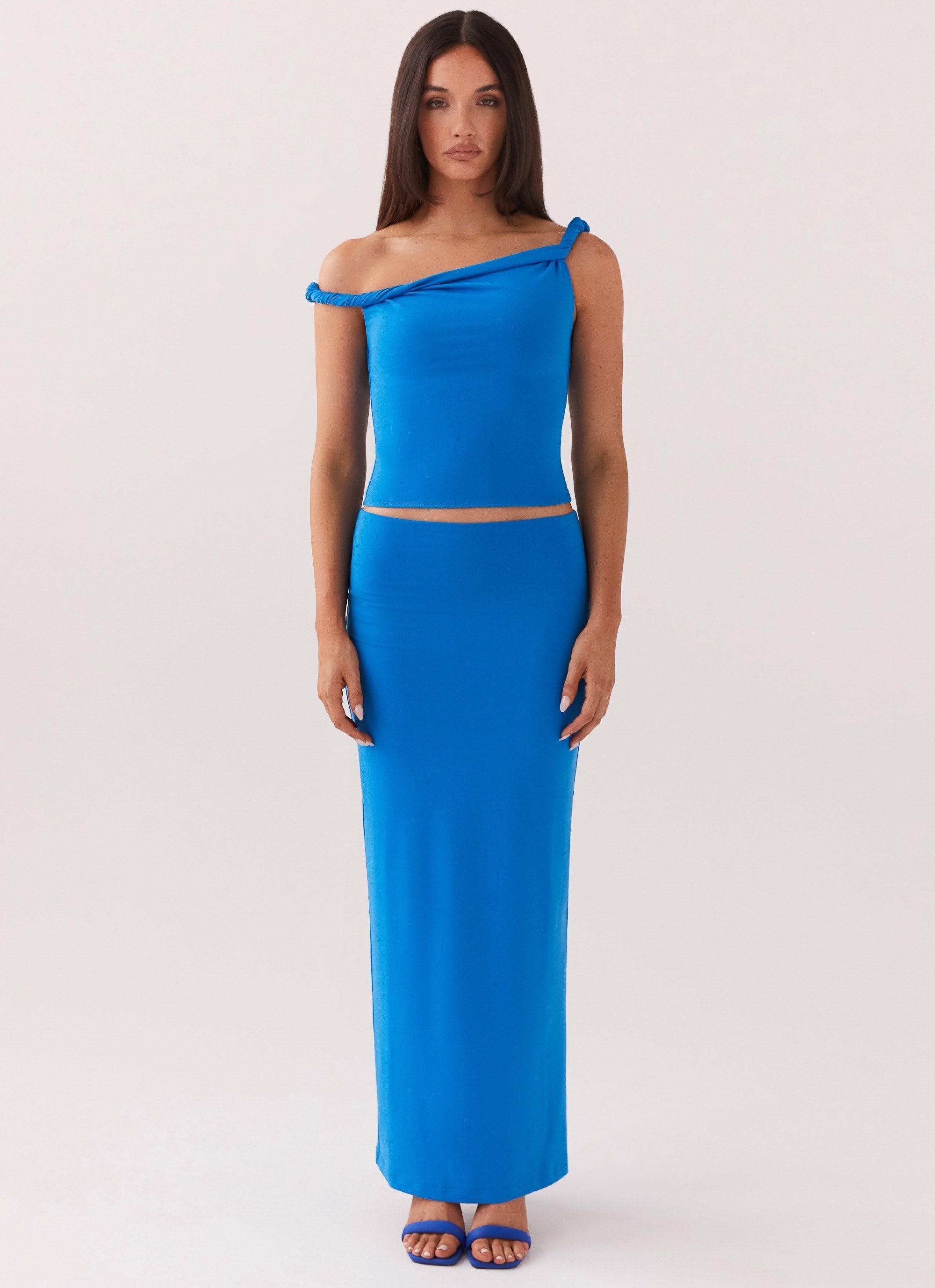 Solace Soul Twist Shoulder Top - Cobalt Product Image