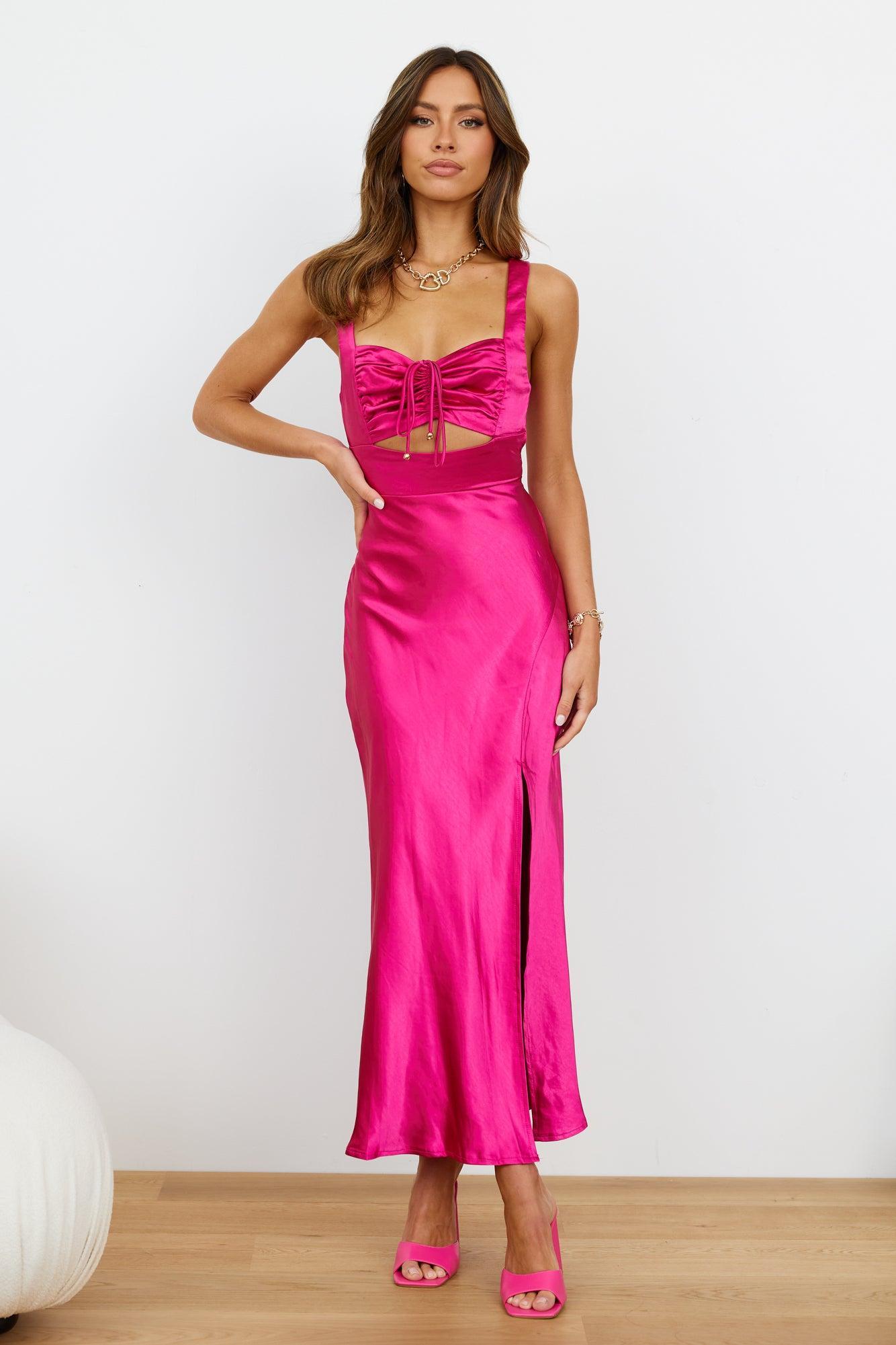 How Bout You Midi Dress Hot Pink Product Image