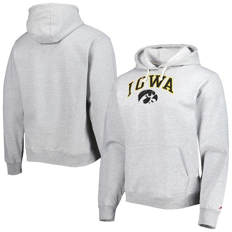 Mens League Collegiate Wear Heather Gray Iowa Hawkeyes Arch Essential Fleece Pullover Hoodie Product Image