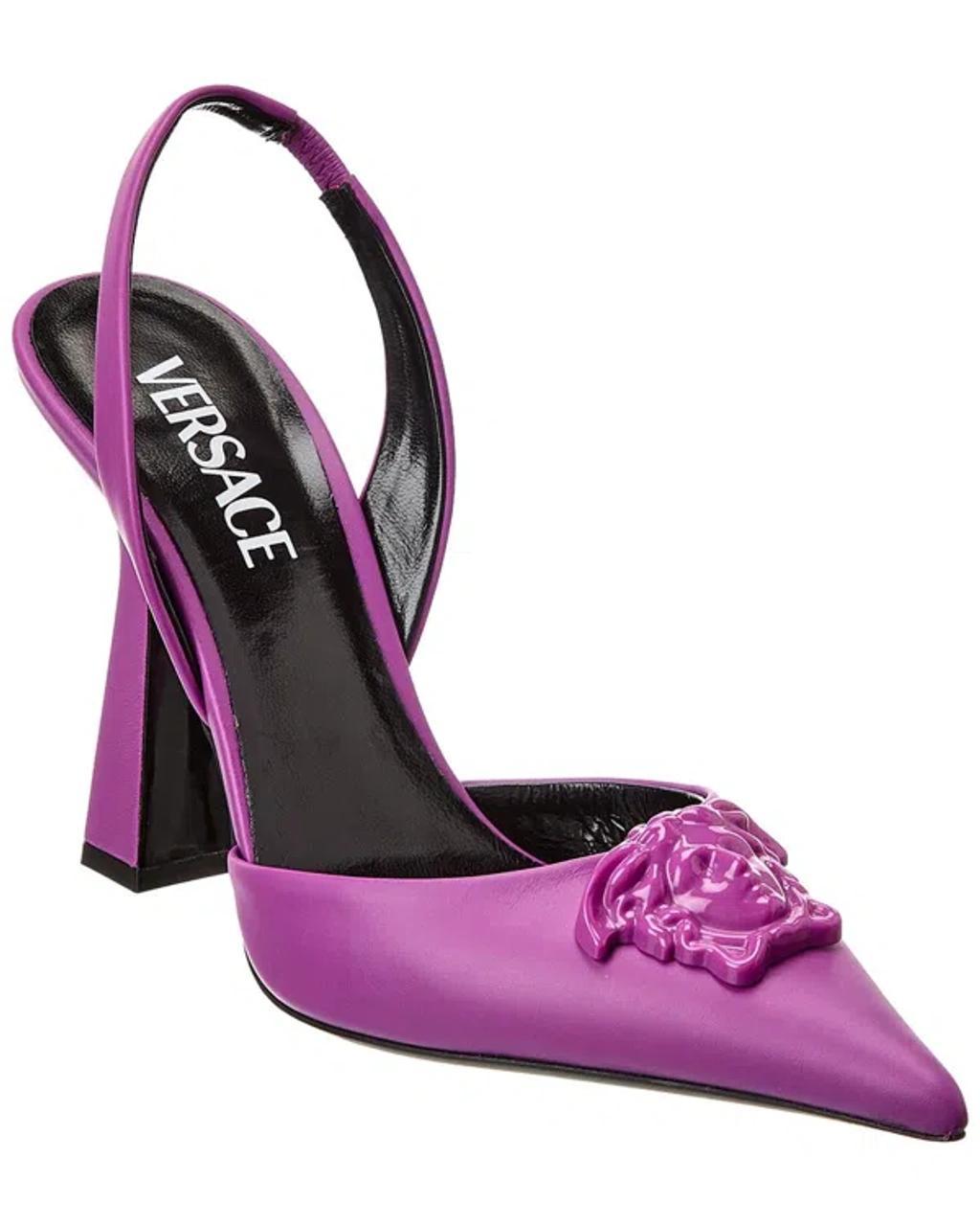 105mm Leather Slingback Pumps In Purple product image