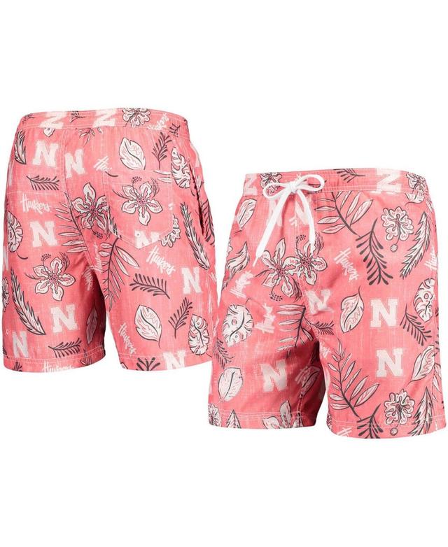 Mens Wes & Willy Scarlet Nebraska Huskers Vintage Floral Swim Trunks Product Image