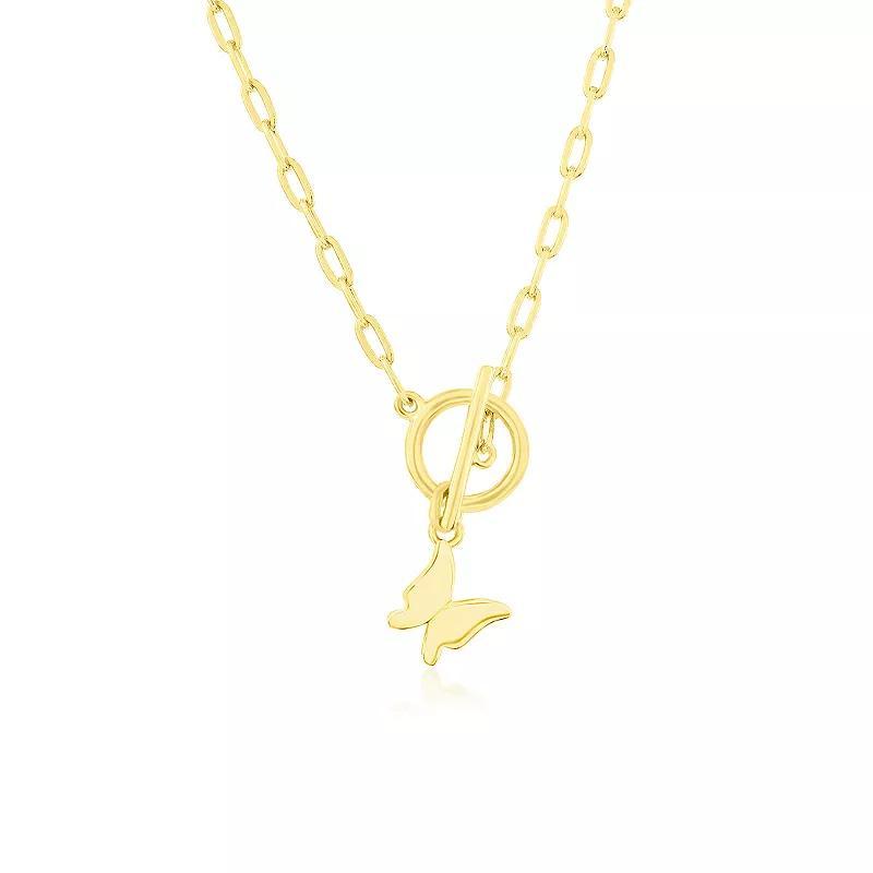 Argento Bella Butterfly Charm Paper Clip Chain Toggle Necklace, Womens Gold Tone Product Image