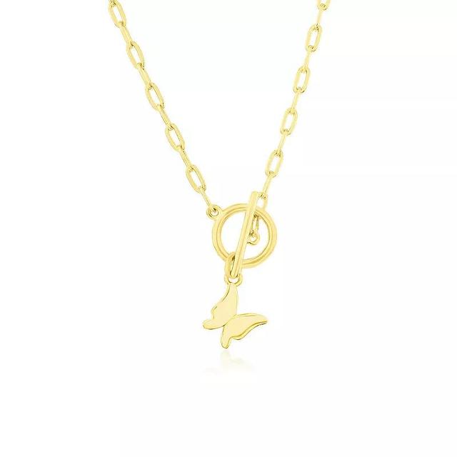 Argento Bella Butterfly Charm Paper Clip Chain Toggle Necklace, Womens Gold Tone Product Image