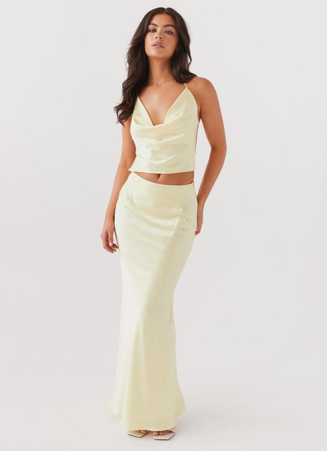 Ivanna Satin Maxi Skirt - Lemon Product Image