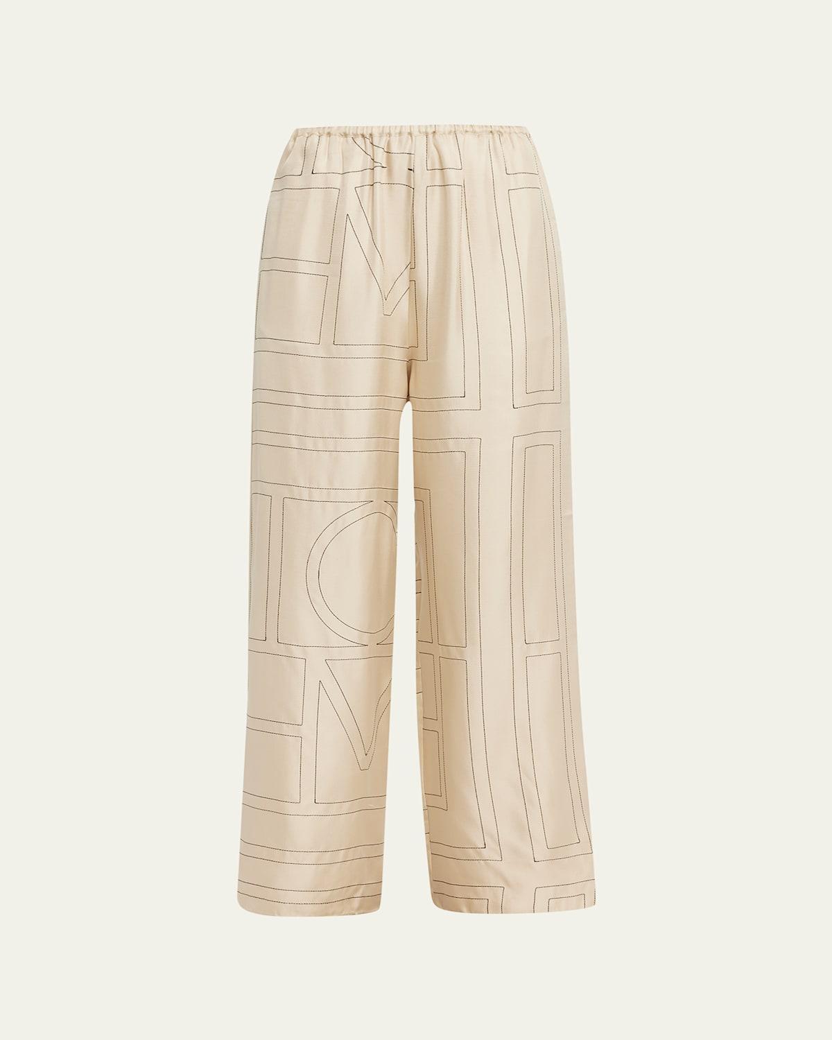 Womens Monogram Stitch Silk Pants Product Image