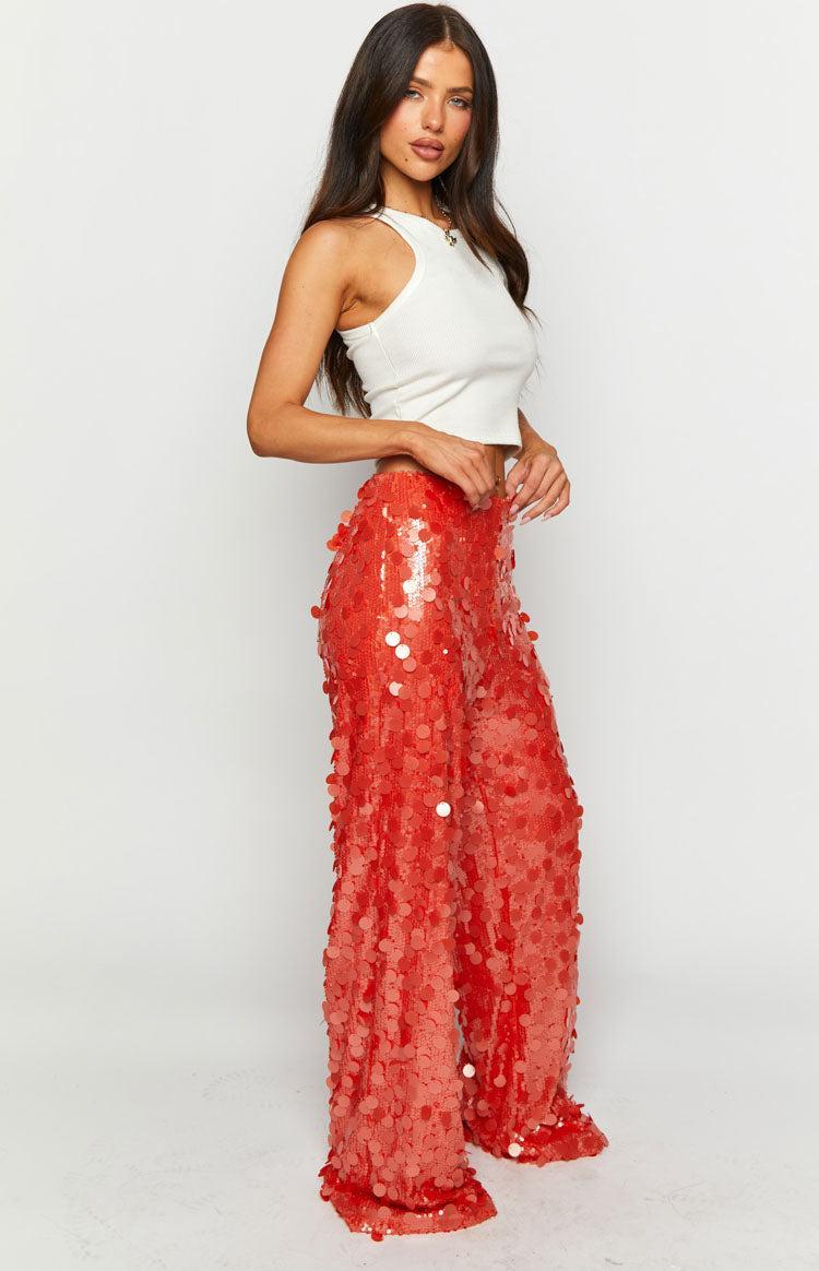 Saria Orange Sequin Pants Product Image