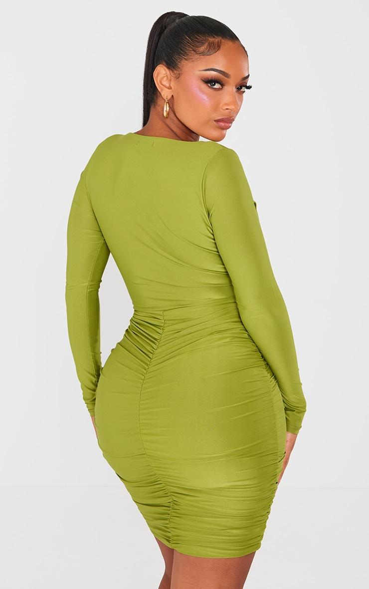 Shape Olive Slinky Ruched Mini Dress Product Image