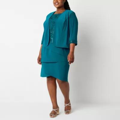 Maya Brooke Womens Jacket Dress Plus Product Image