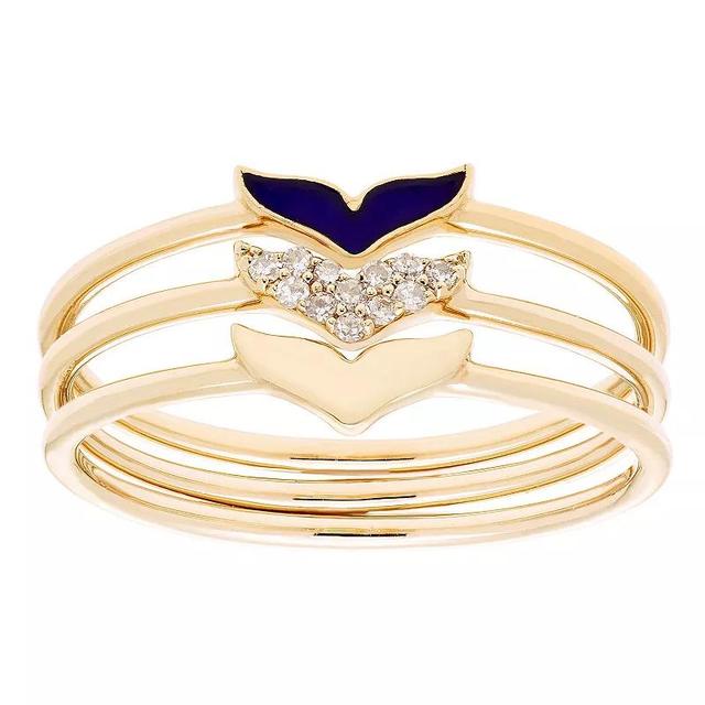 Boston Bay Diamonds 14k Gold Over Sterling Silver Diamond Accent & Enamel 3 Stack Ring, Womens Tone Product Image