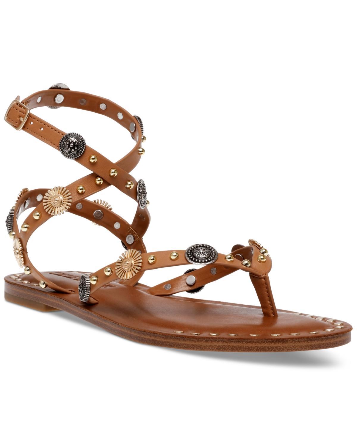 Steve Madden Womens Recent Ankle-Wrap Studded Flat Sandals Product Image