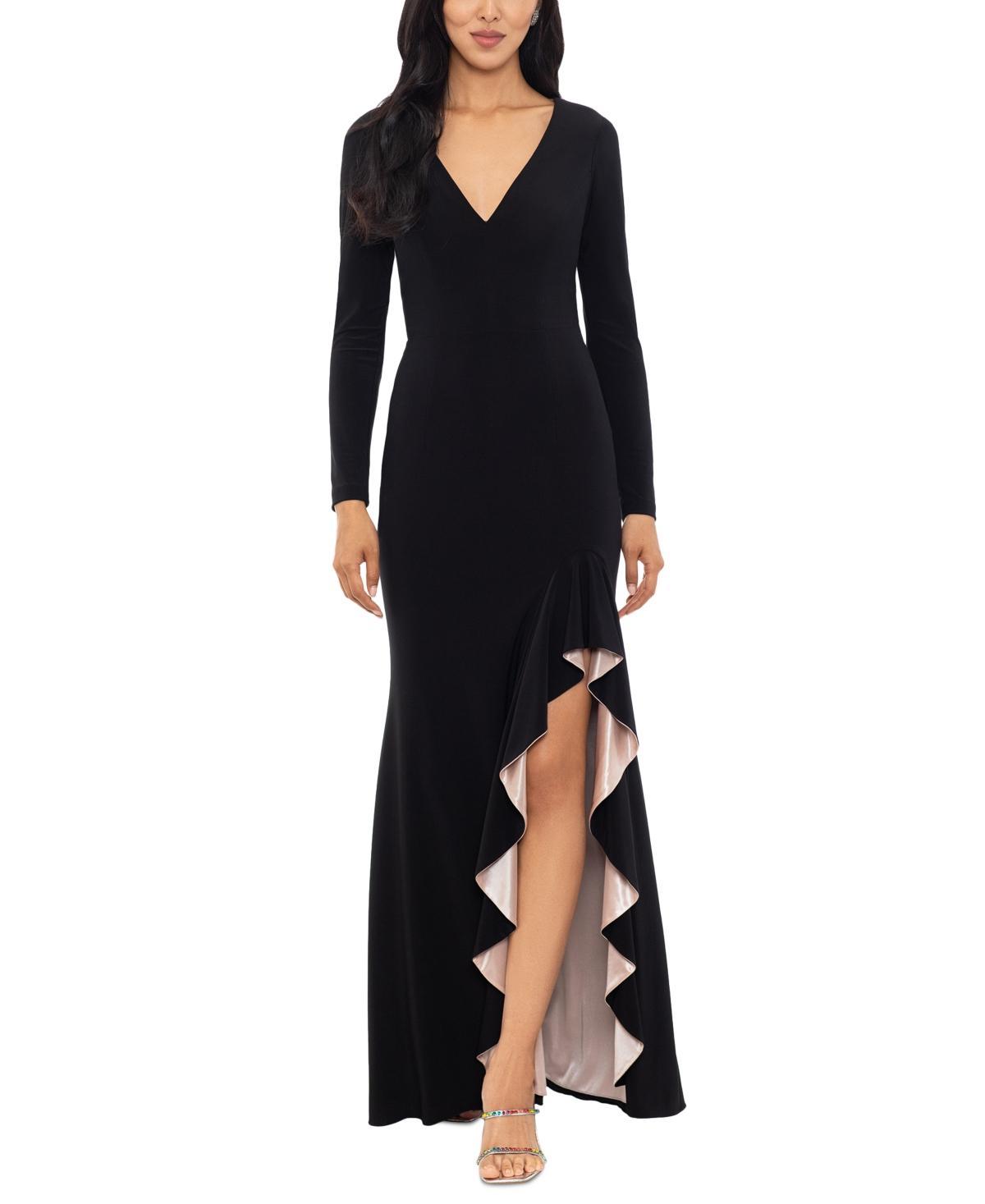 Xscape Evenings V-Neck Long Sleeve Gown Product Image