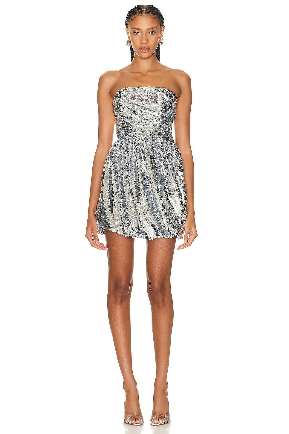 SIMKHAI Mallory Bubble Mini Dress in Metallic Product Image