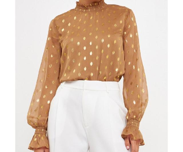 Womens Polka Dot Chiffon Blouse Product Image