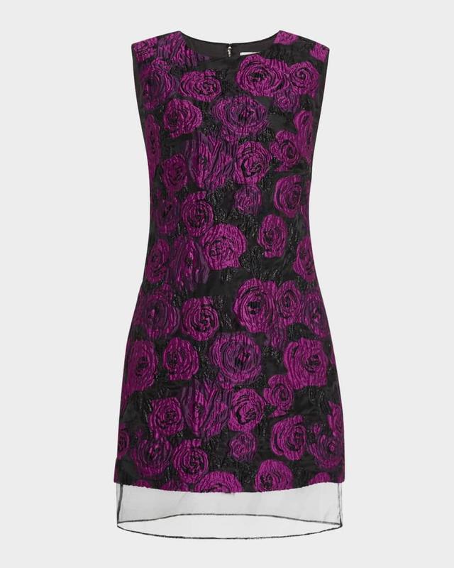 Ilectra Sheer-Hem Floral Jacquard Mini Dress Product Image