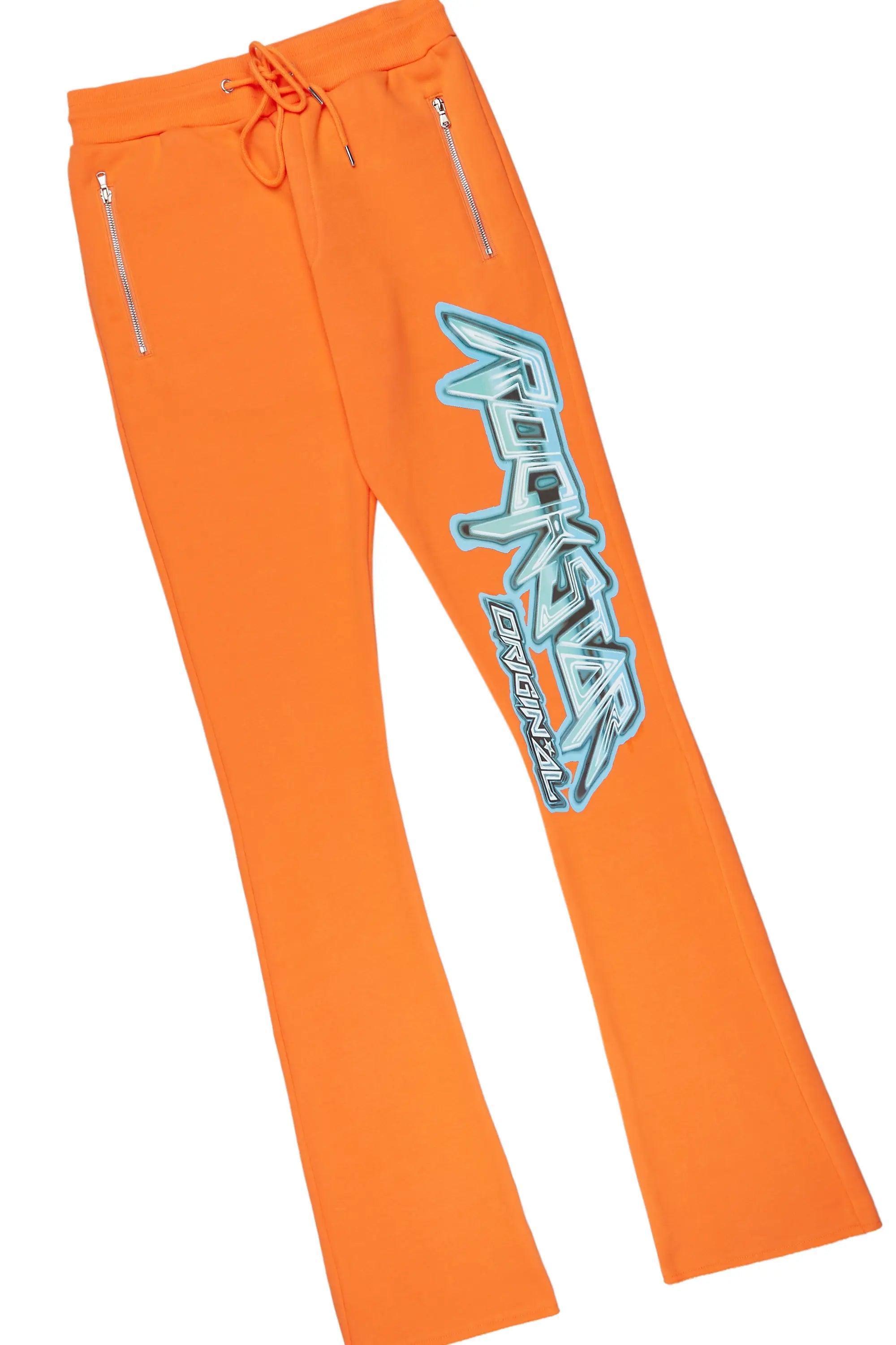 Obern Orange Graphic Hoodie/Stacked Flare Pant Track Set Male Product Image