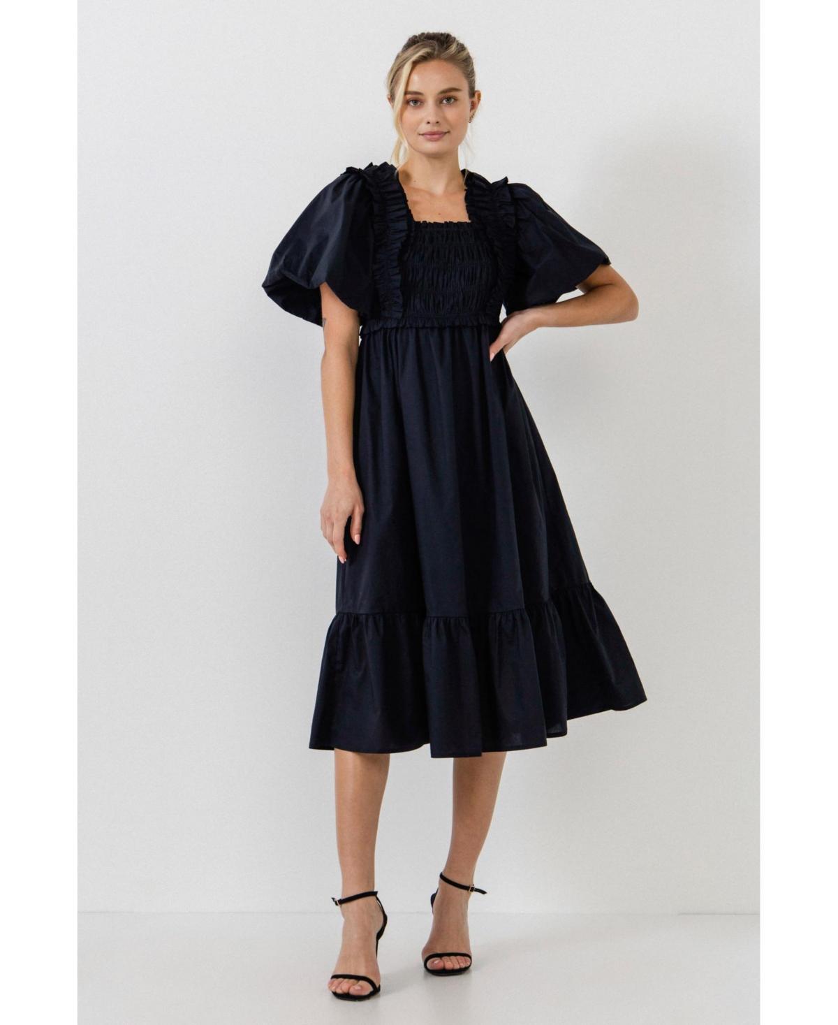 English Factory Womens Puff-Sleeved Midi Dress Product Image