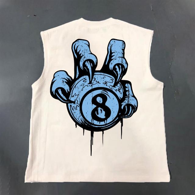 Retro 8 Ball Print Cotton Tank Top Product Image