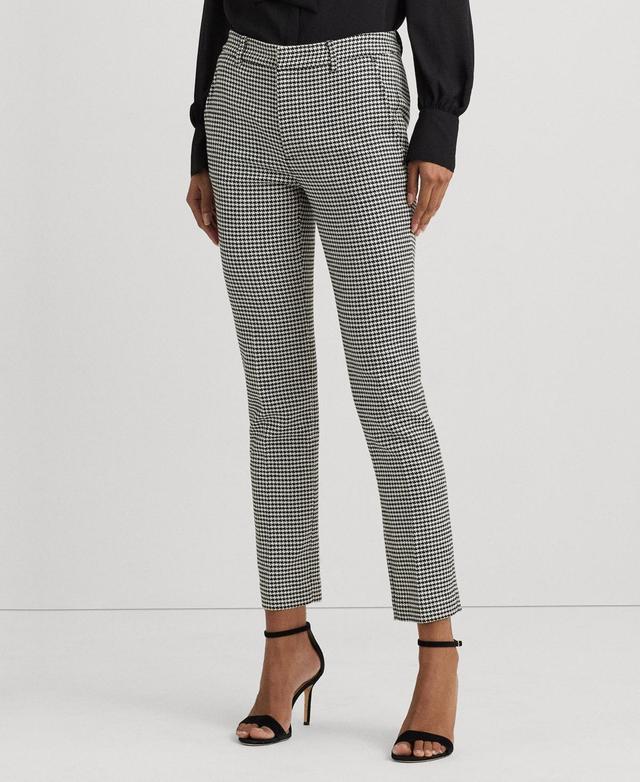 Lauren Ralph Lauren Womens Slim Houndstooth Cropped Pants - Black Product Image